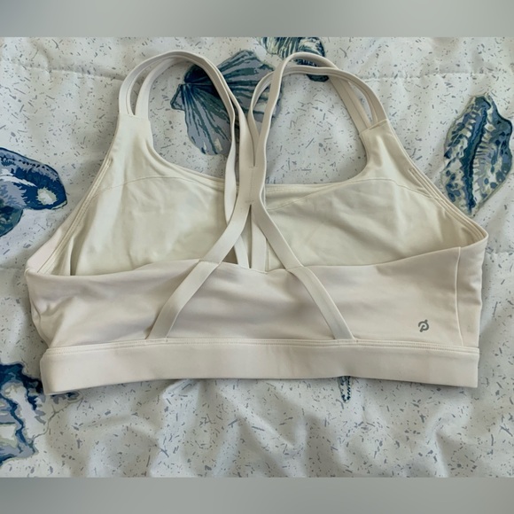 EUC Peloton Cream Sports Bra with Pink Logo size XL - Picture 2 of 3